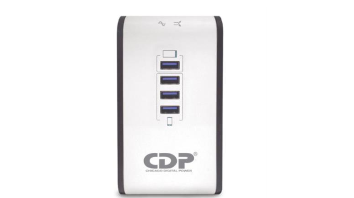 Regulador de voltaje CDP R2CU-AVR1008 1000VA/500W indicadores LED de funcionamiento 8 NEMA 5-15R y 4 puertos USB