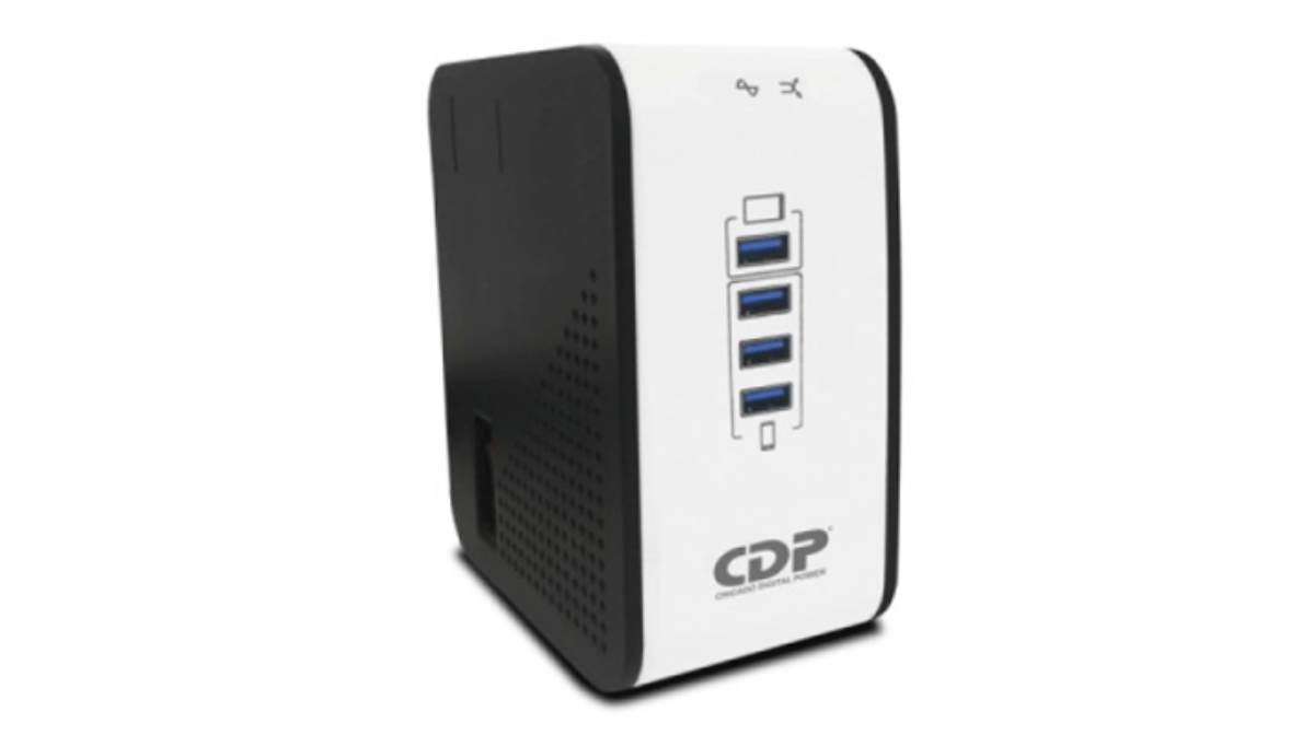 Regulador de voltaje CDP R2CU-AVR1008 1000VA/500W indicadores LED de funcionamiento 8 NEMA 5-15R y 4 puertos USB