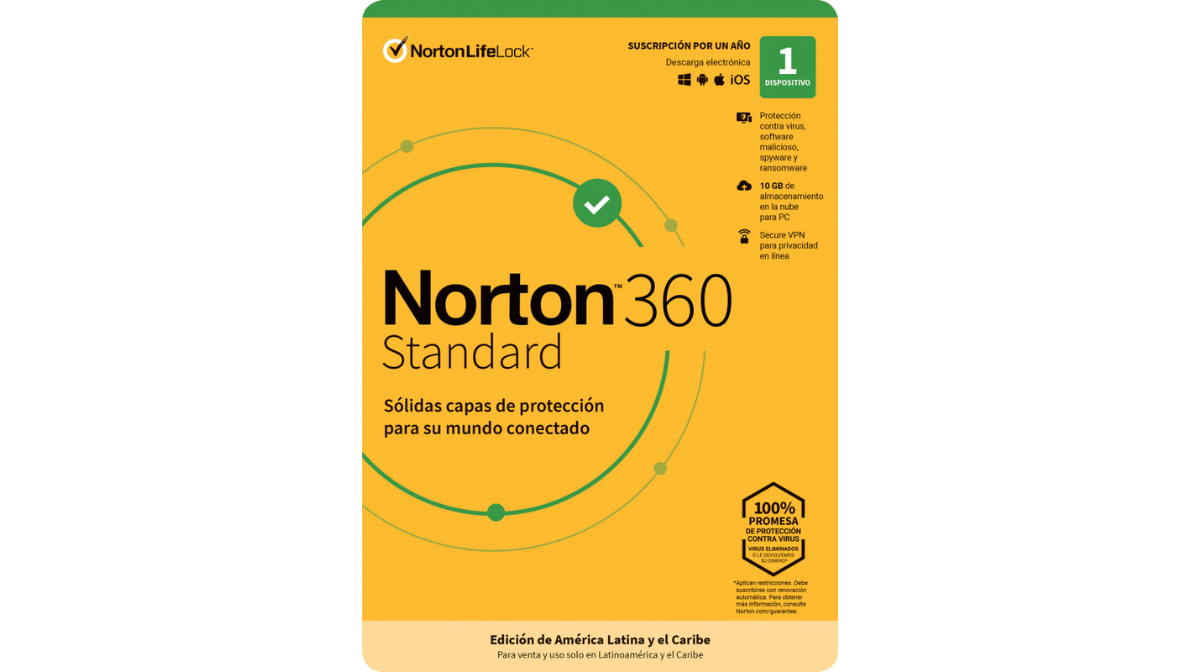 Anti Virus Norton 360 Standard 1 Dispositivo 1 Año ESD