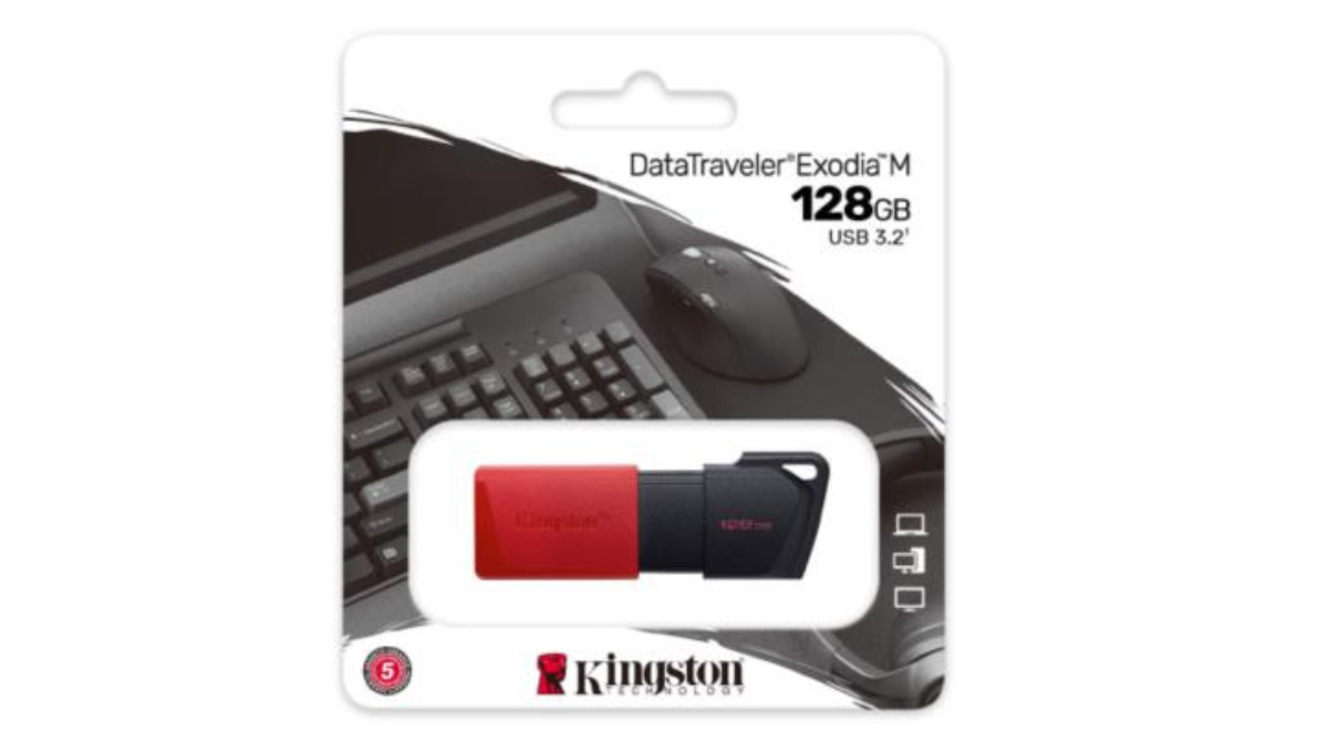 Memoria USB Kingston DataTraveler Exodia M 128GB USB 3.2 Gen1 Color Negro-Rojo