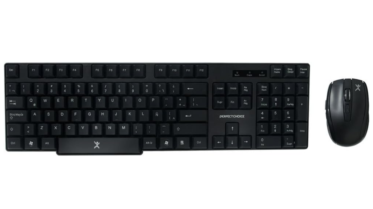 Kit de Teclado y Mouse PERFECT CHOICE , Estándar, Negro, 10 m, 1600 DPI